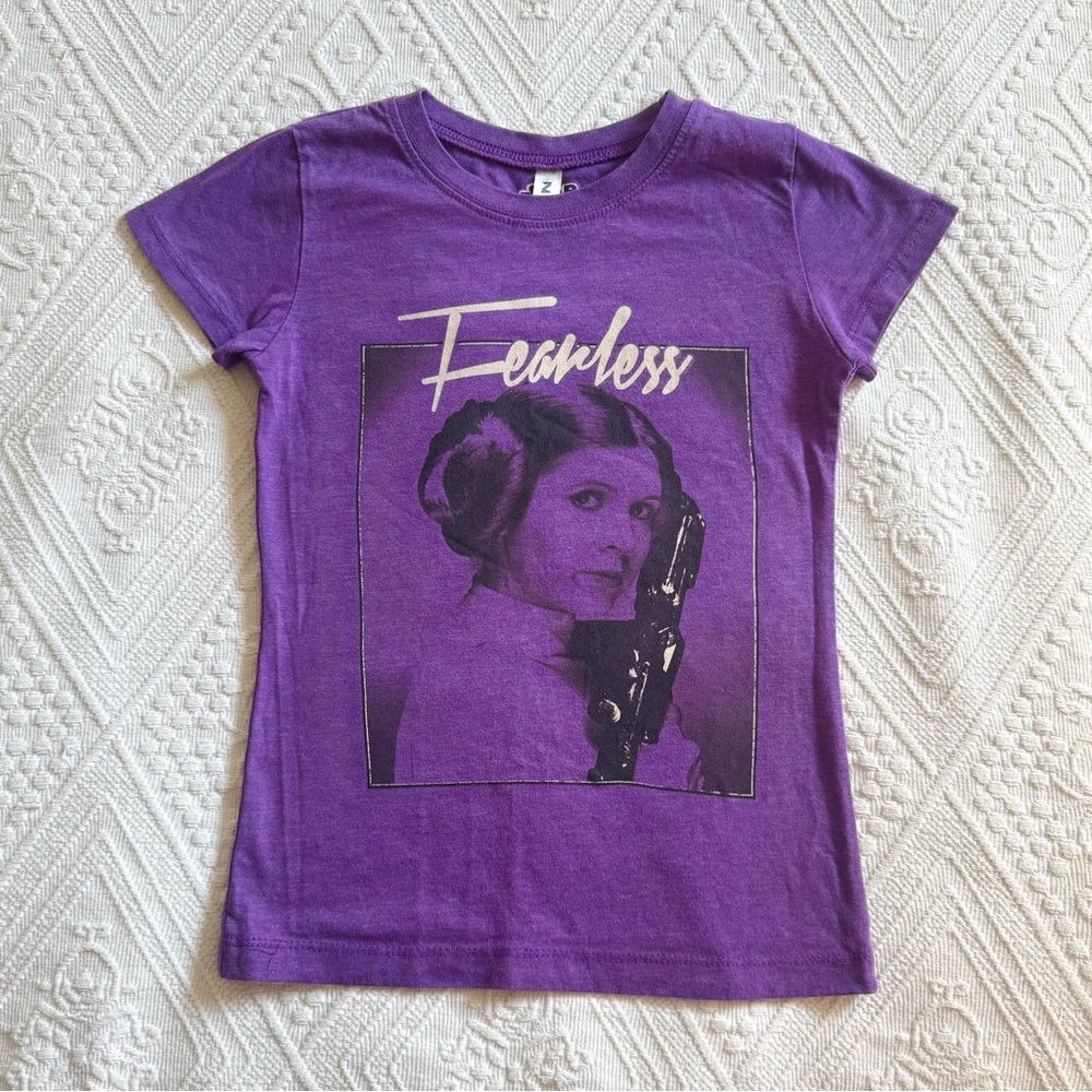 Girls Star Wars Princess Leia Fearless Graphic Purple T-Shirt Medium